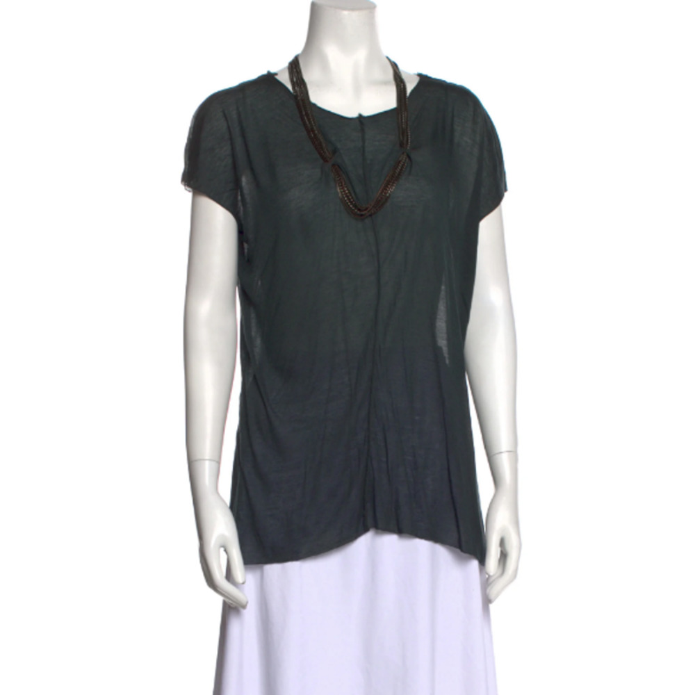 Yigal Azrouel Jeweled Neck Chain Link Short Sleeve T-Shirt Size XS Black